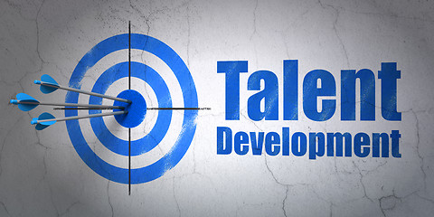 Image showing Education concept: target and Talent Development on wall background