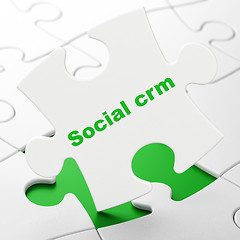 Image showing Business concept: Social CRM on puzzle background