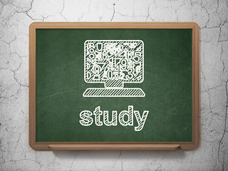 Image showing Education concept: Computer Pc and Study on chalkboard background