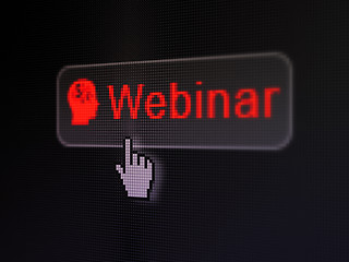Image showing Education concept: Webinar and Head With Finance Symbol on button