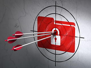 Image showing Business concept: arrows in Folder With Lock target on wall