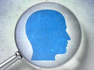 Image showing Information concept: Head with optical glass on digital background