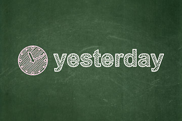 Image showing Time concept: Clock and Yesterday on chalkboard background