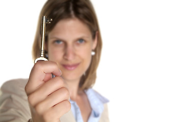 Image showing woman and key