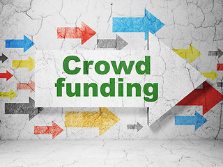 Image showing Business concept: arrow with Crowd Funding on grunge wall background