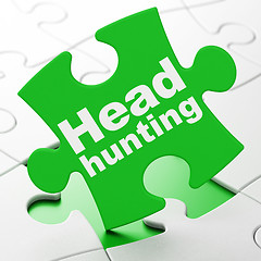 Image showing Finance concept: Head Hunting on puzzle background