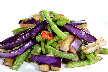 Image showing Chinese Food: Fried eggplant slices