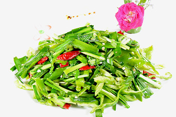 Image showing Chinese Food: Fried leek vegetable