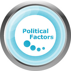 Image showing political factors web button, icon isolated on white