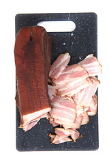 Image showing homemade smoked meat (bacon)