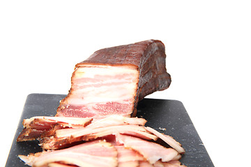 Image showing homemade smoked meat (bacon)