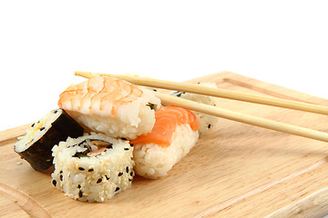 Image showing salmon sushi as gourmet food 