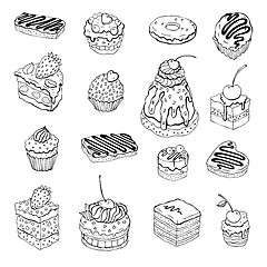 Image showing Set of cute cake. Contour illustration