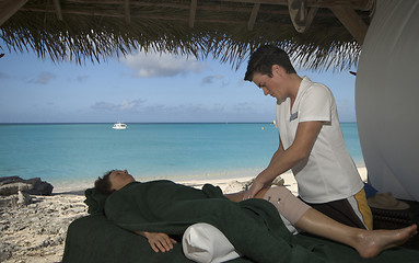 Image showing massage by the sea