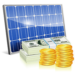 Image showing Solar Panel with Money