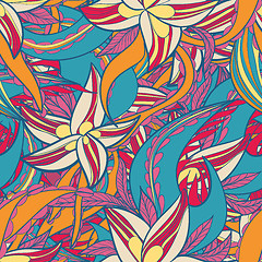 Image showing floral pattern with colorful  blooming flowers