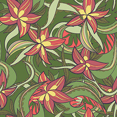 Image showing floral pattern with colorful  blooming flowers