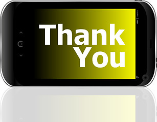 Image showing smart phone with thank you word