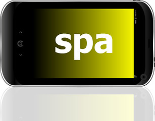 Image showing smartphone with word spa on display, business concept