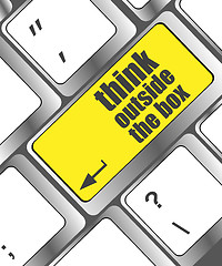 Image showing think outside the box words, message on enter key of keyboard