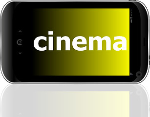 Image showing Web development concept: smartphone with word cinema on display