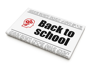 Image showing Education concept: newspaper with Back to School and Head With Gears