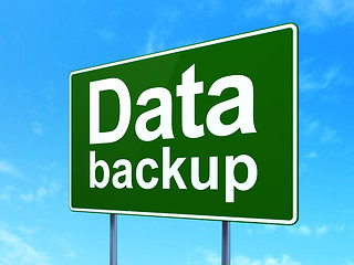 Image showing Data concept: Data Backup on road sign background