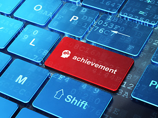 Image showing Education concept: Head With Gears and Achievement on computer keyboard background