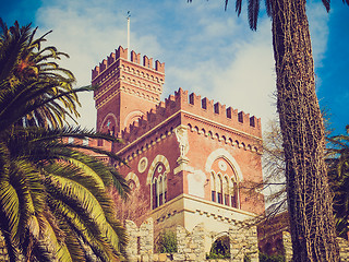 Image showing Retro look Albertis Castle in Genoa Italy