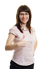 Image showing Young attractive happy girl with glasses