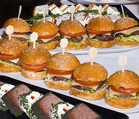 Image showing Mini Burgers in a Row