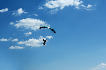 Image showing unidentified skydiver on blue sky