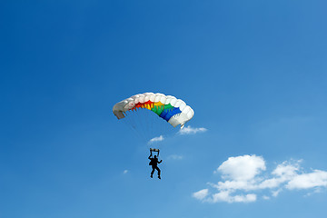 Image showing unidentified skydiver on blue sky