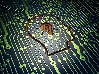 Image showing Data concept: Head With Lightbulb on circuit board background