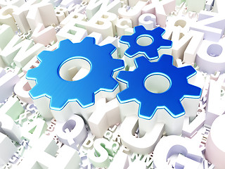 Image showing Marketing concept: Gears on alphabet background