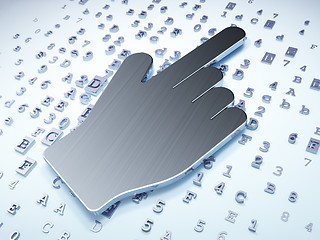 Image showing Advertising concept: Silver Mouse Cursor on digital background