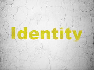 Image showing Protection concept: Identity on wall background