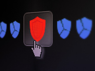 Image showing Safety concept: Shield on digital computer screen