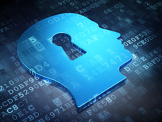 Image showing Information concept: Blue Head With Keyhole on digital background