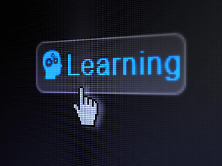 Image showing Education concept: Learning and Head With Gears on digital button background