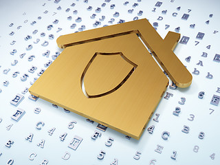 Image showing Finance concept: Golden Home on digital background