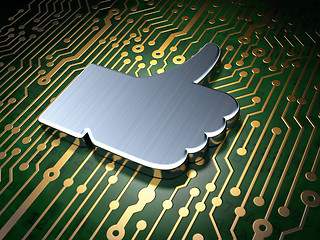 Image showing Social media concept: Thumb Up on circuit board background