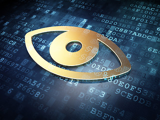 Image showing Security concept: Golden Eye on digital background