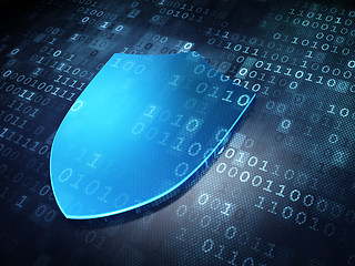Image showing Privacy concept: Blue Shield on digital background