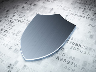 Image showing Security concept: Silver Shield on digital background