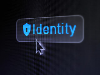 Image showing Protection concept: Identity and Shield With Keyhole on digital button background