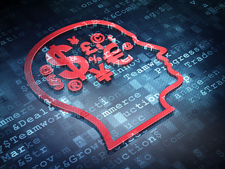 Image showing Business concept: Red Head With Finance Symbol on digital background