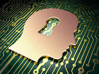 Image showing Information concept: Head With Keyhole on circuit board background