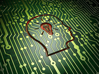 Image showing Data concept: Head With Lightbulb on circuit board background