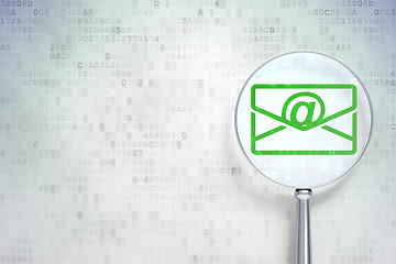 Image showing Finance concept:  Email with optical glass on digital background